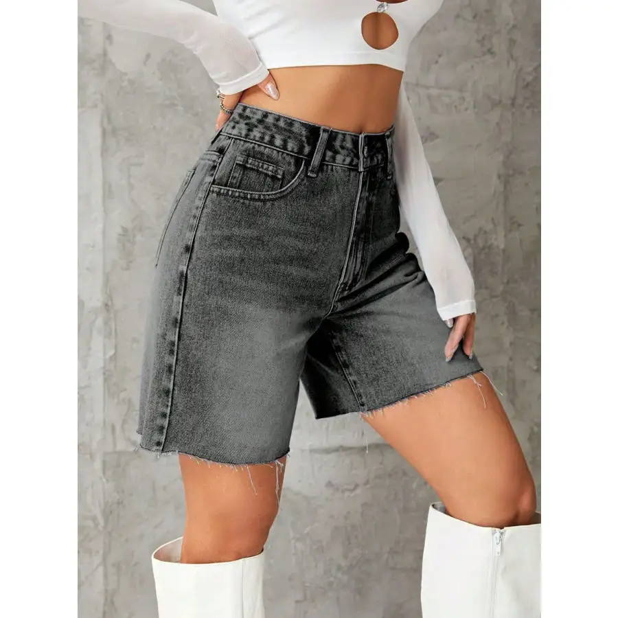 Frayed Hem Denim Shorts
