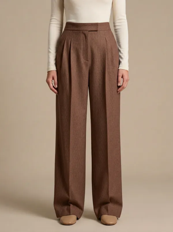 Artful Wide-Leg Pleated Women's Wide-Leg Pants