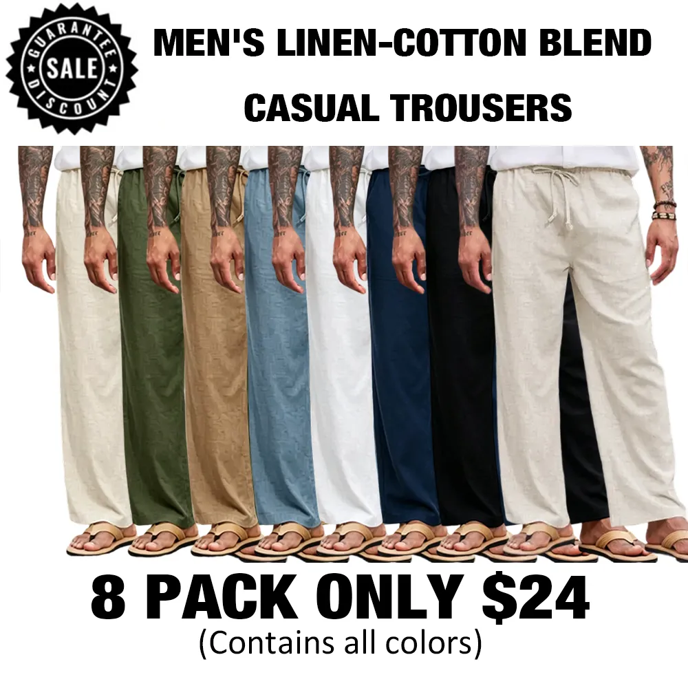 ⏰Hot Sale-Men's Linen-Cotton Blend Casual Trousers🔥8-Pack - All Colors Included