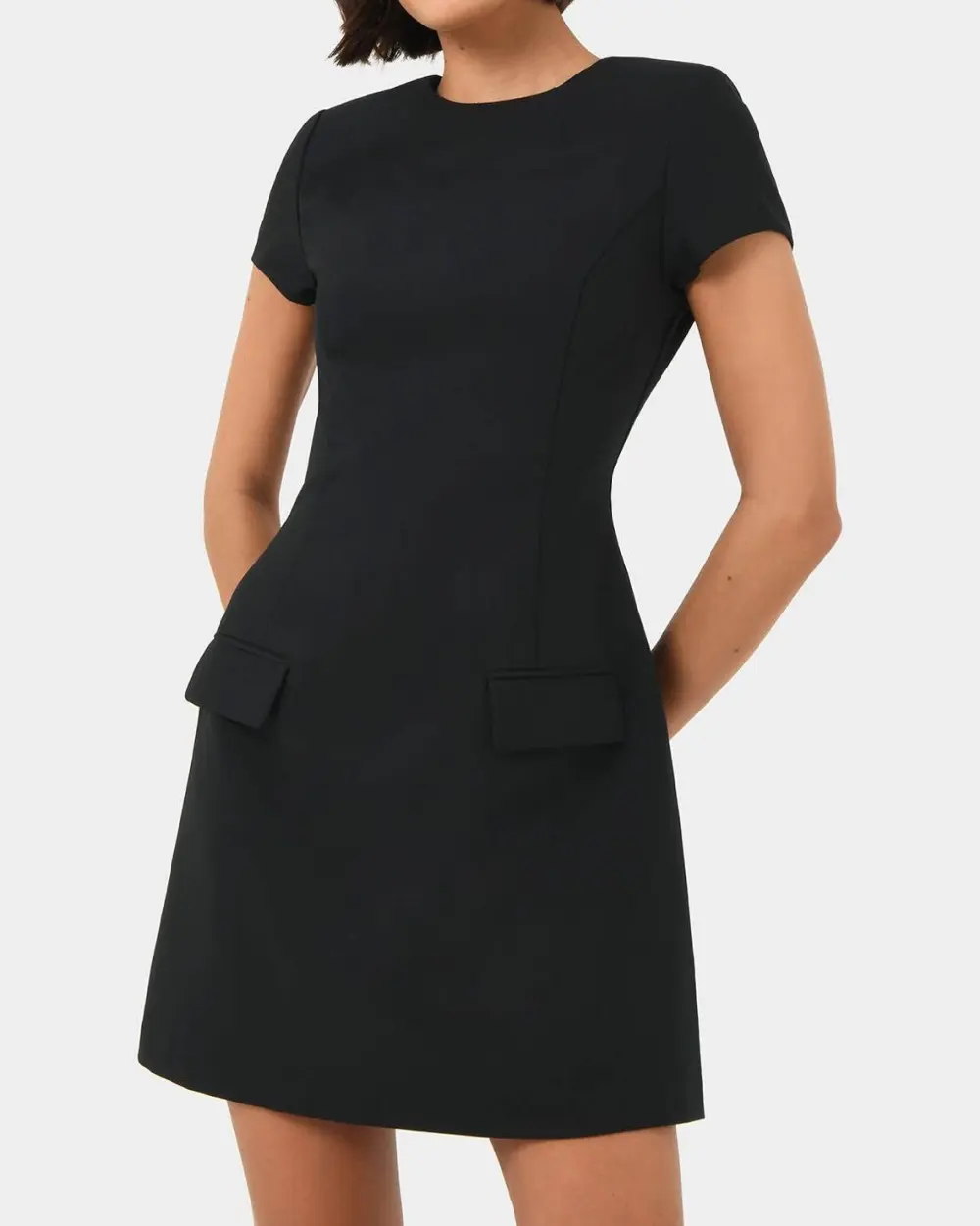 Round Neckline Panel Tailored Dress