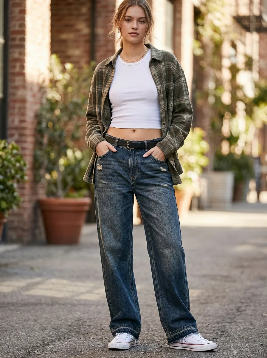 Women's Wide-Leg Jeans with Detailed