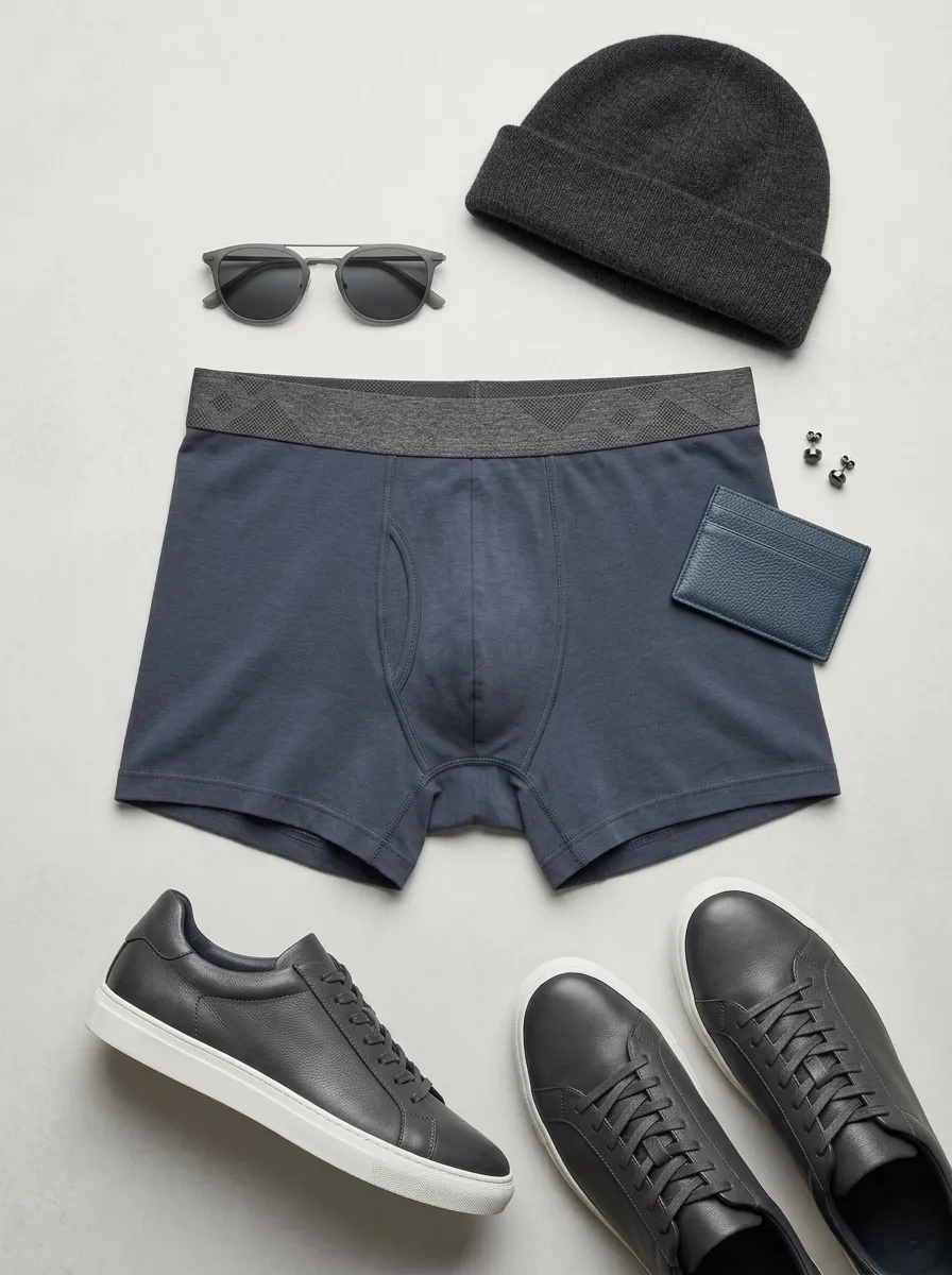 Men's Solid Color Elastic Waistband Boxer Briefs