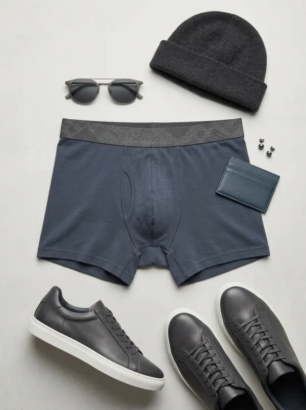 Men's Solid Color Elastic Waistband Boxer Briefs
