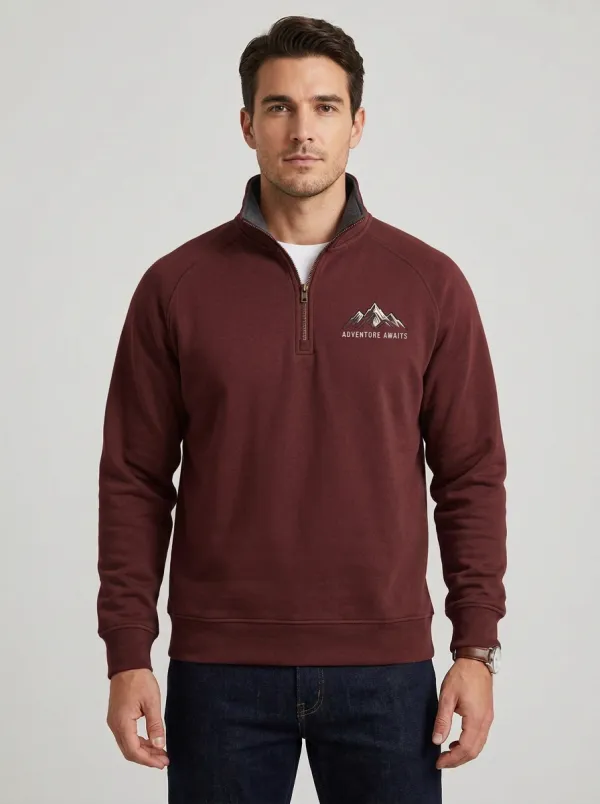 Men's Outdoor Awaits Mountain Graphic Quarter-Zip-Neck Sweatshirt