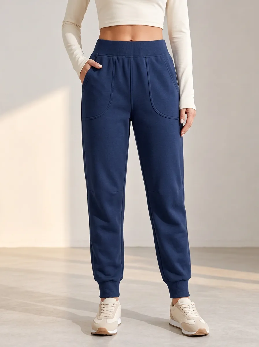 Women's Navy High Waist Joggers