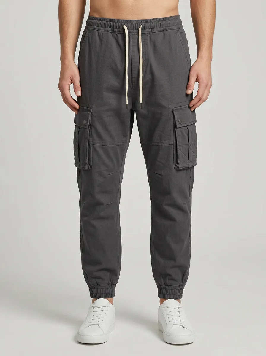 Multi-Pocket Elastic-Waist Men's Cargo Pants
