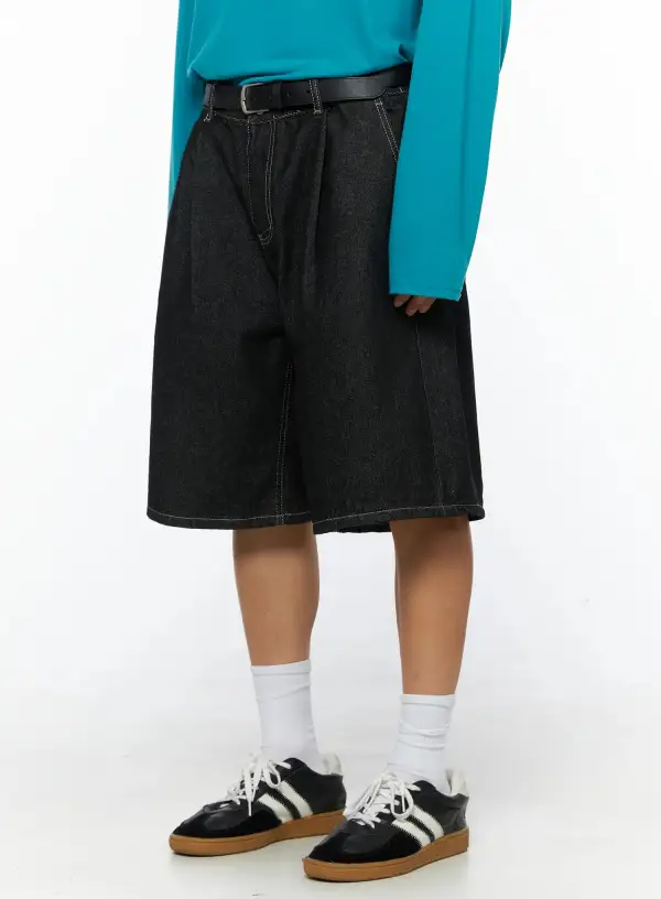 Men's Wide Leg Denim Shorts