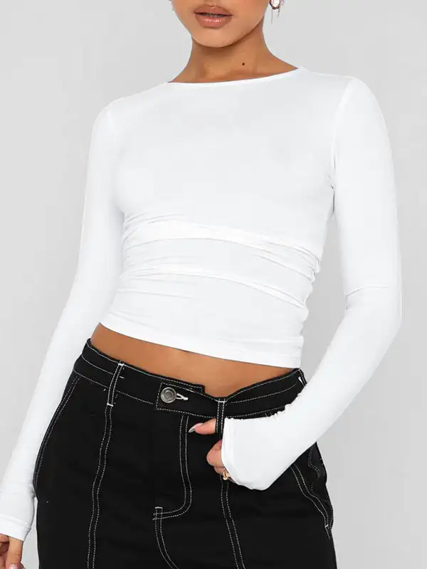 Long Sleeve Slim Fit Round Neck Everyday T-Shirt