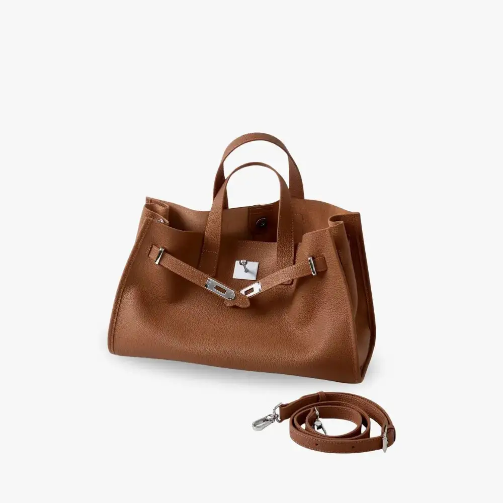 Open Top Soft Grain Shoulder Bag