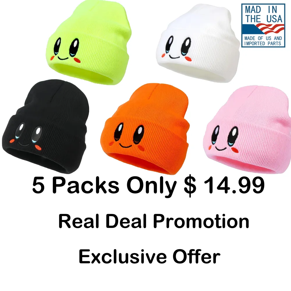 🧢 Cute Cartoon Embroidery Beanie Hat  Soft · Warm · Stylish — Perfect for Fall & Winter