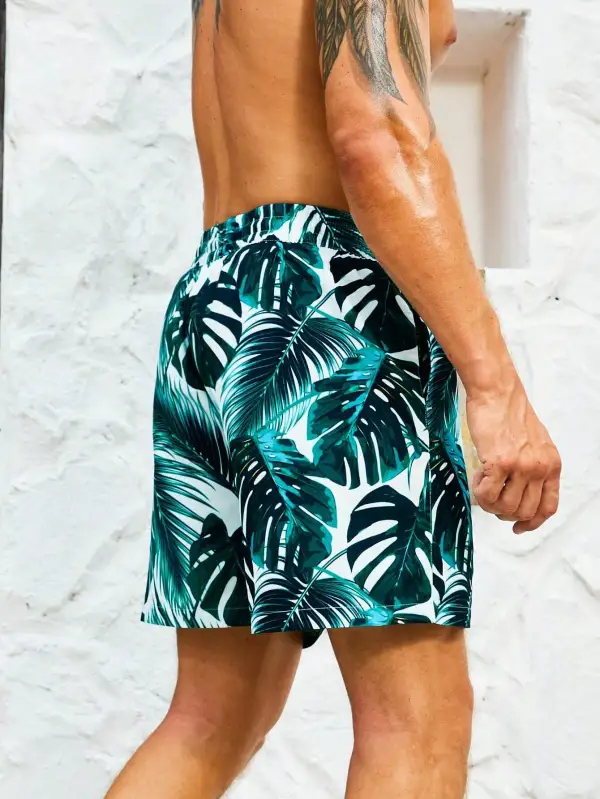 Men's Drawstring Pocket Tropical Swim Trunks