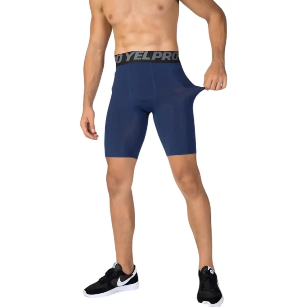 Elastic-Waist Wide-Waistband Compression Stretch Men's Athletic Shorts