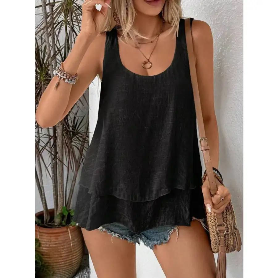 Wide-Strap Layered Tank Top