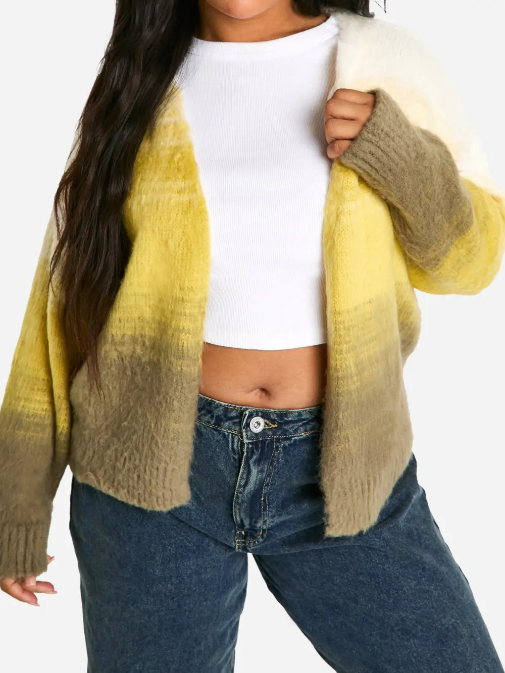 YELLOW OMBRE KNIT CARDIGAN