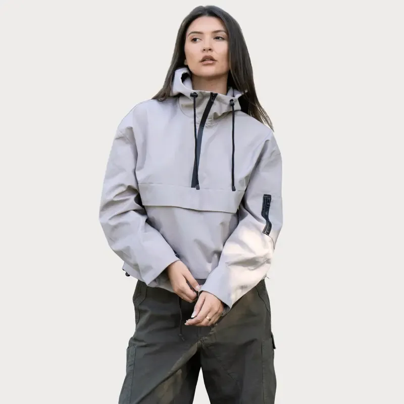 Women's StormTex Waterproof Oversized Fall Hoodie Coat Warm Half Zip Rain Jacket
