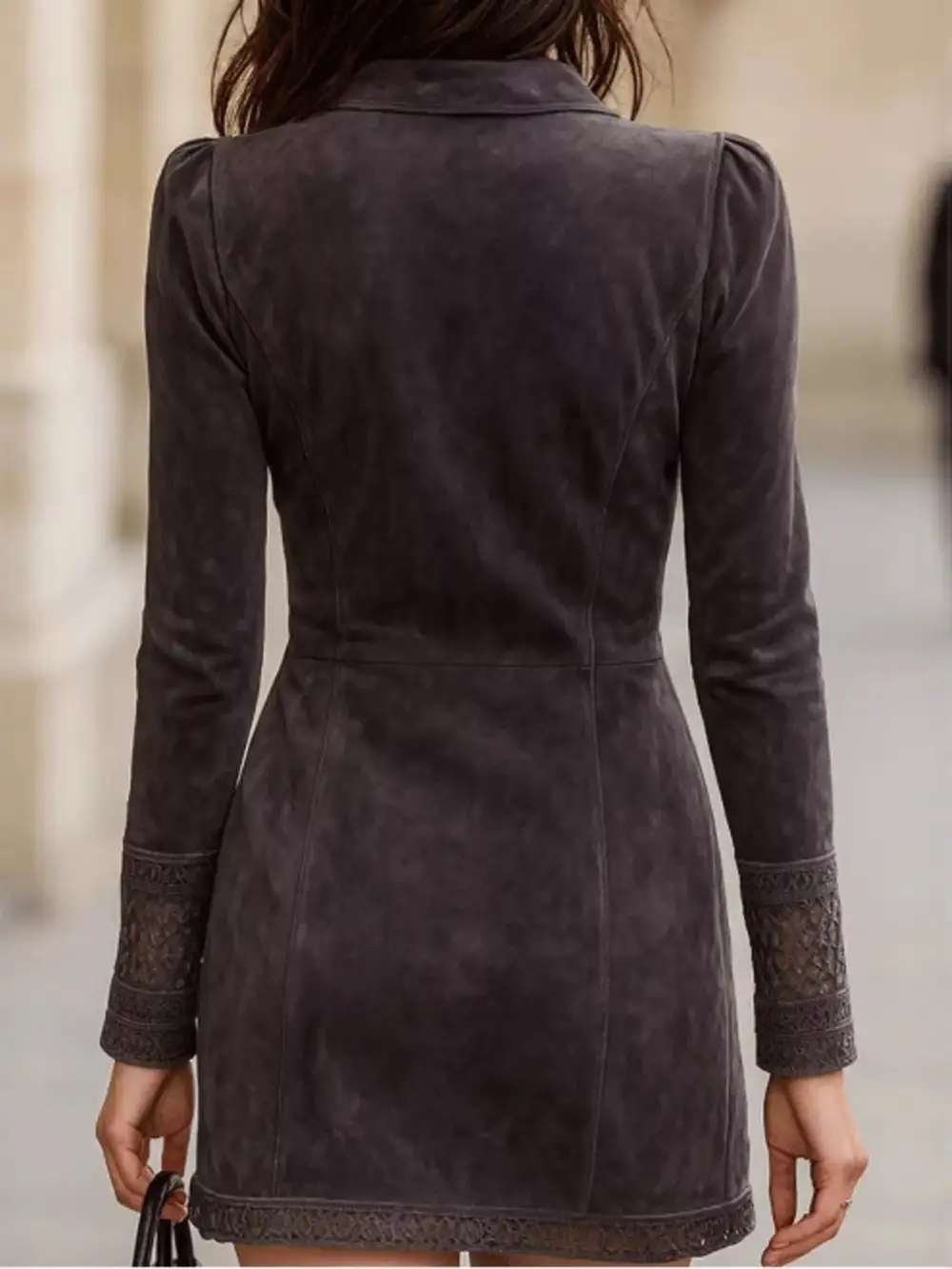 Lace Zip Front Mini Dress