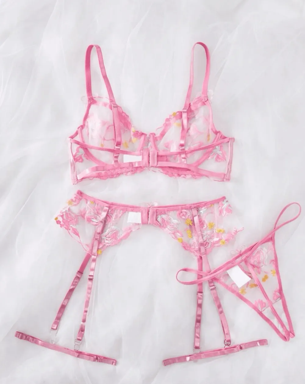 Refined Lace Garter Lingerie Set