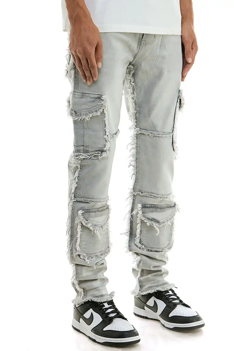 Men's Skinny Raw Hem Cargo Jeans