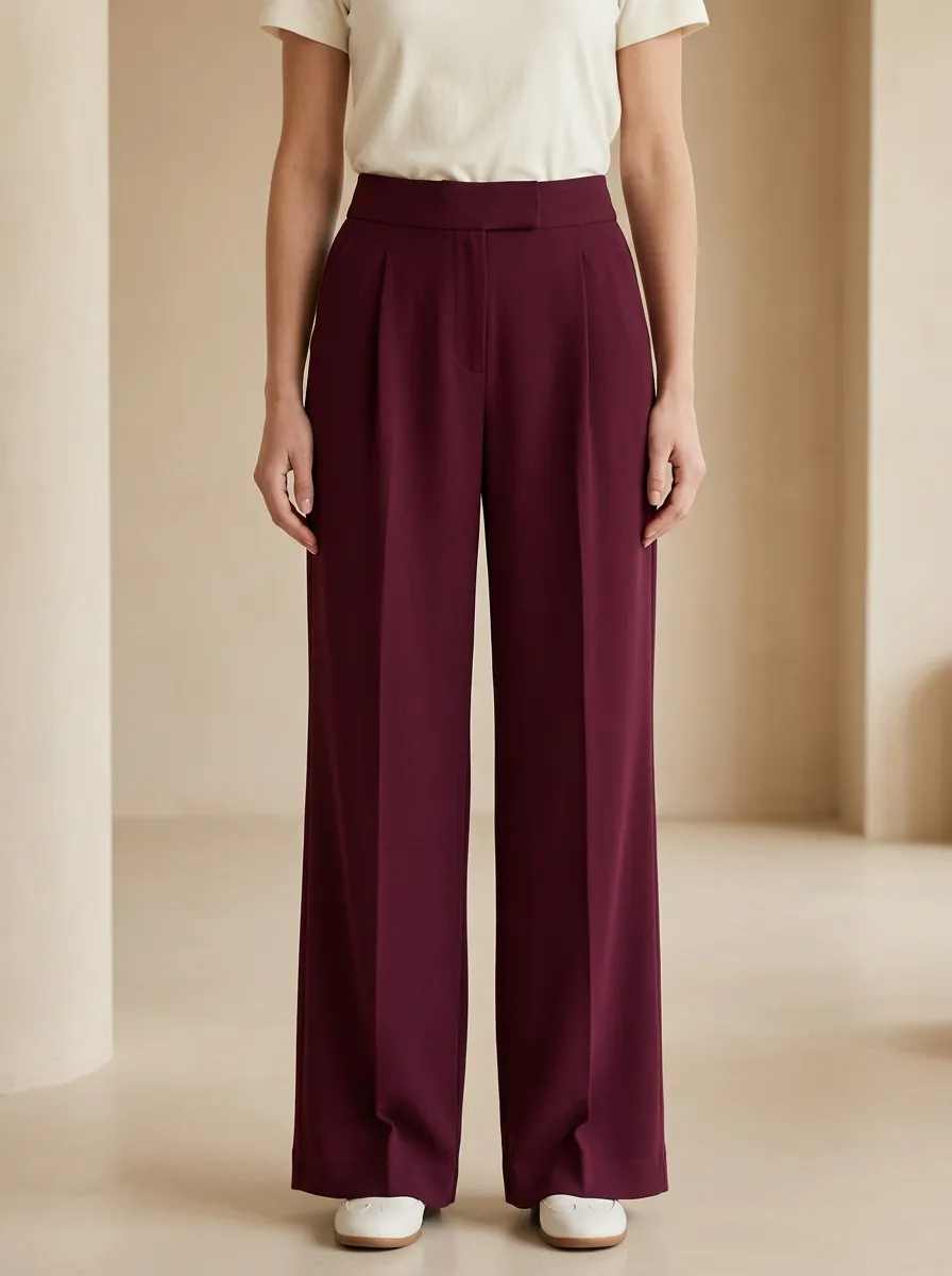 Refined Wide-Leg Solid Women's Wide-Leg Pants
