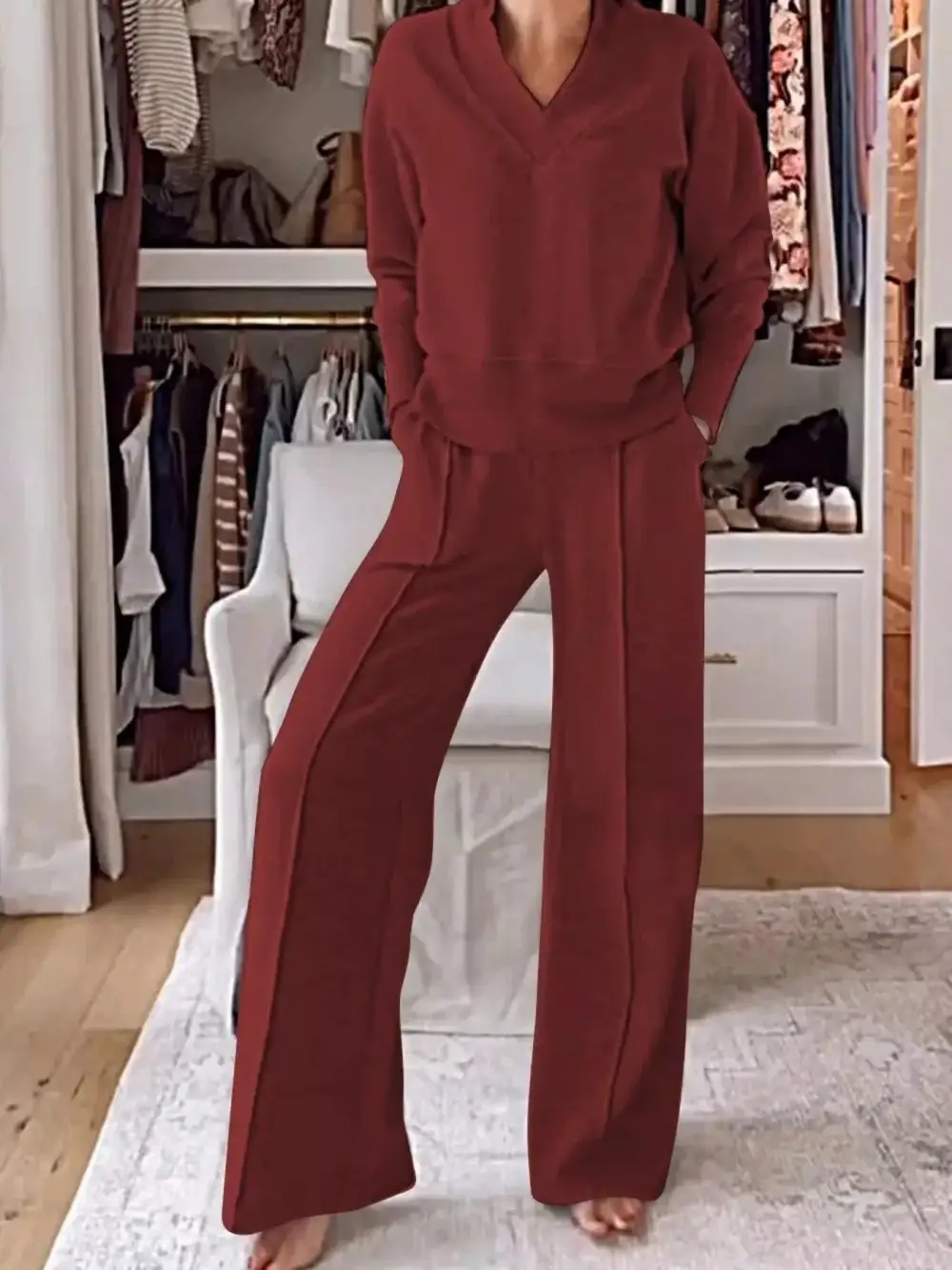 Cozy V Neck Top and Pants Set