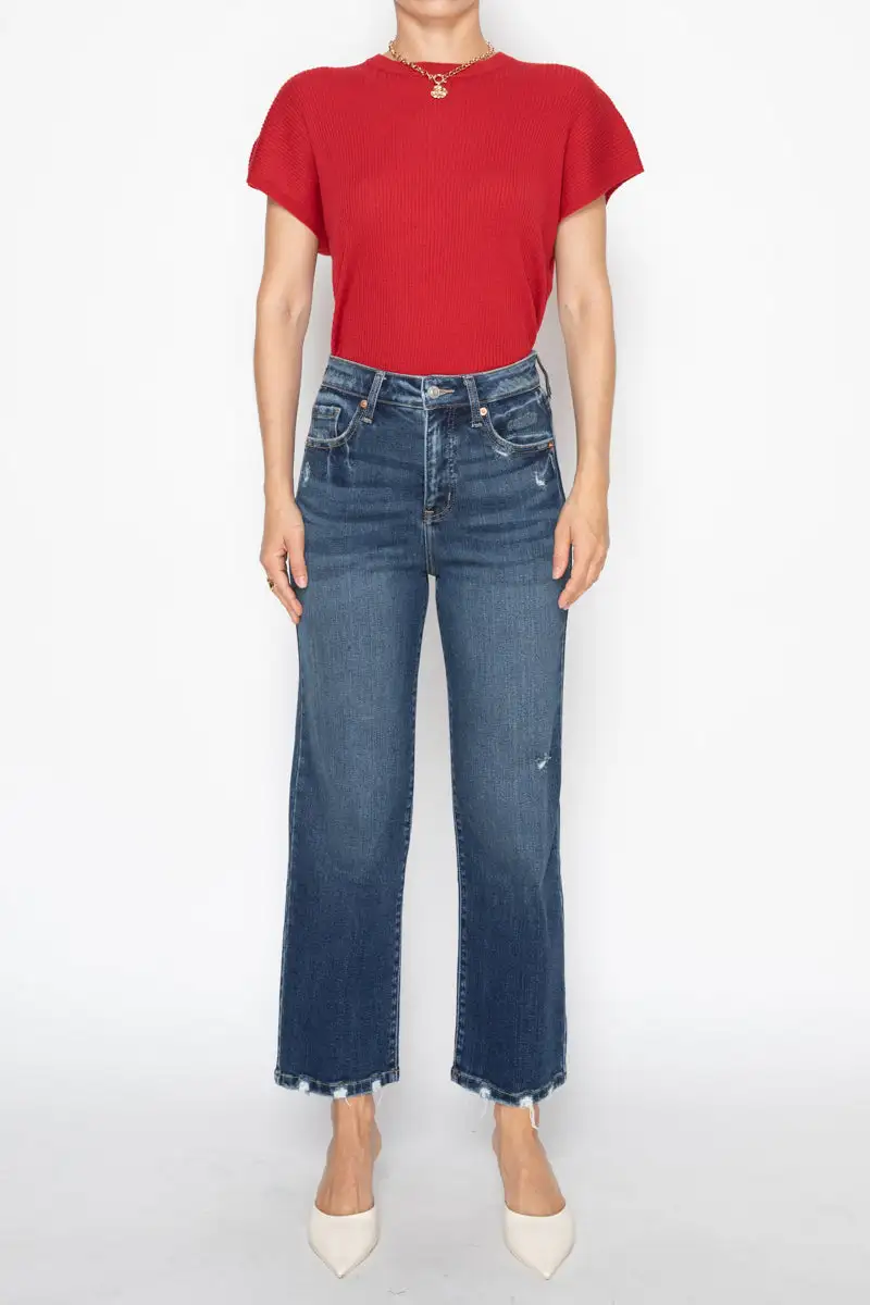 Easygoing High Rise Straight Leg Relaxed Denim Jeans