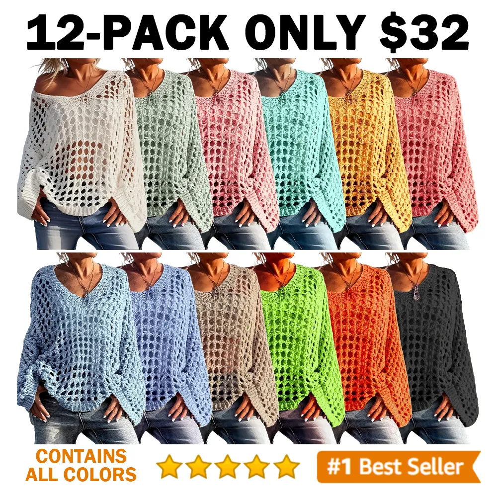 Women's loose-fitting hollow-out design top