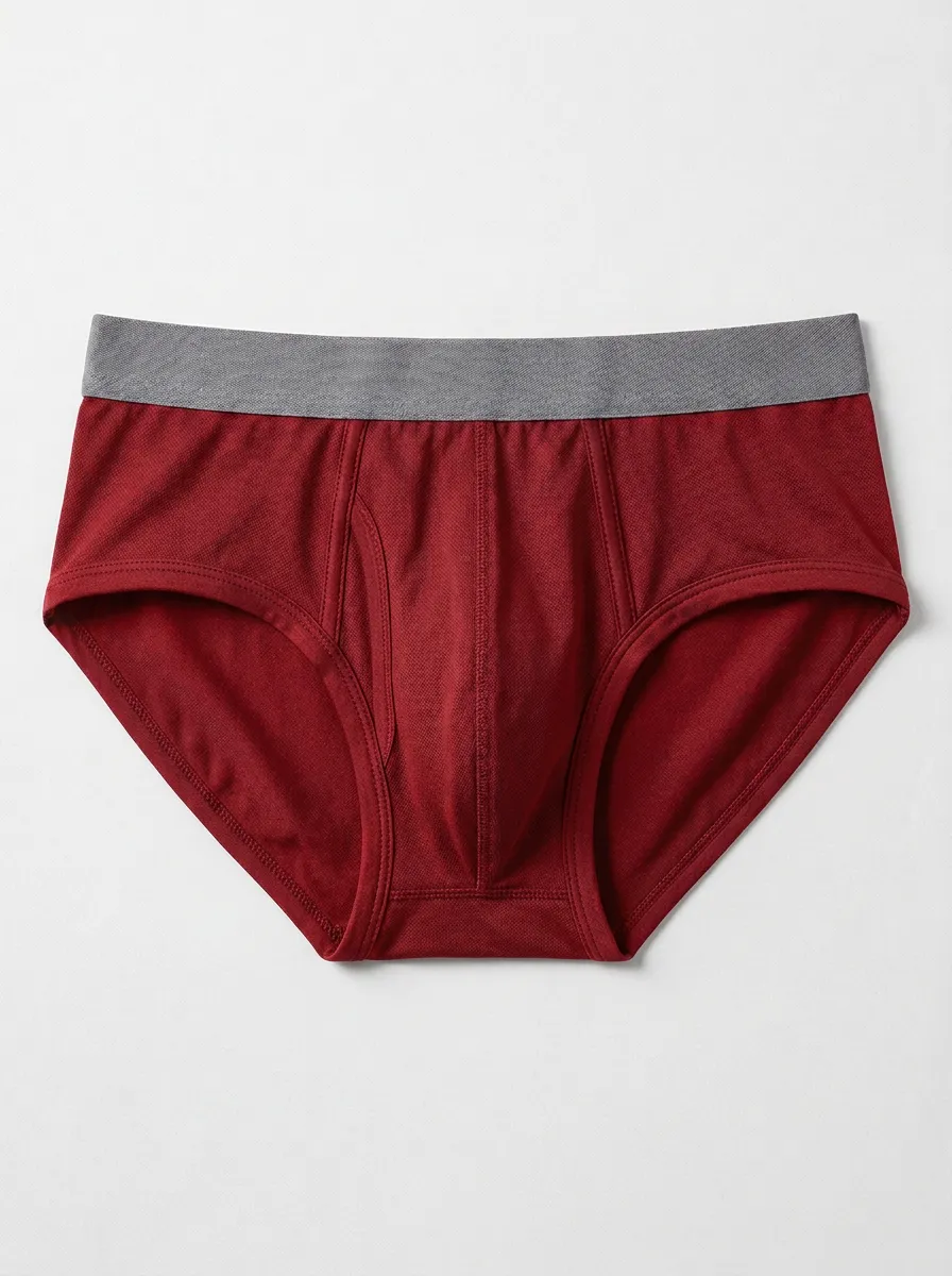 Navy Blue Solid Color Elastic Waistband Briefs