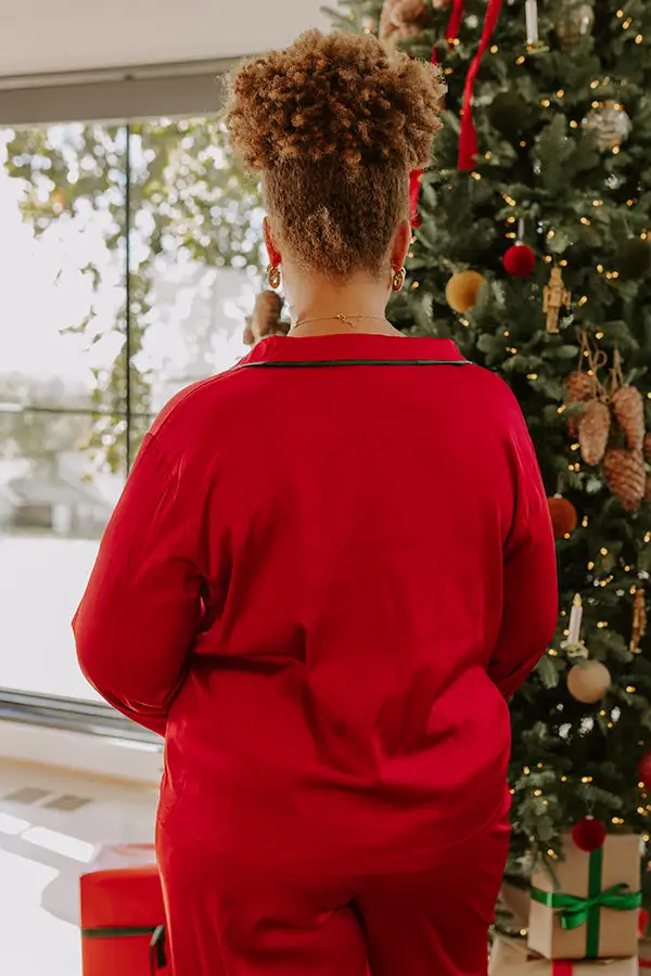 Feeling Luxurious Satin Pajama Top In Red Curves