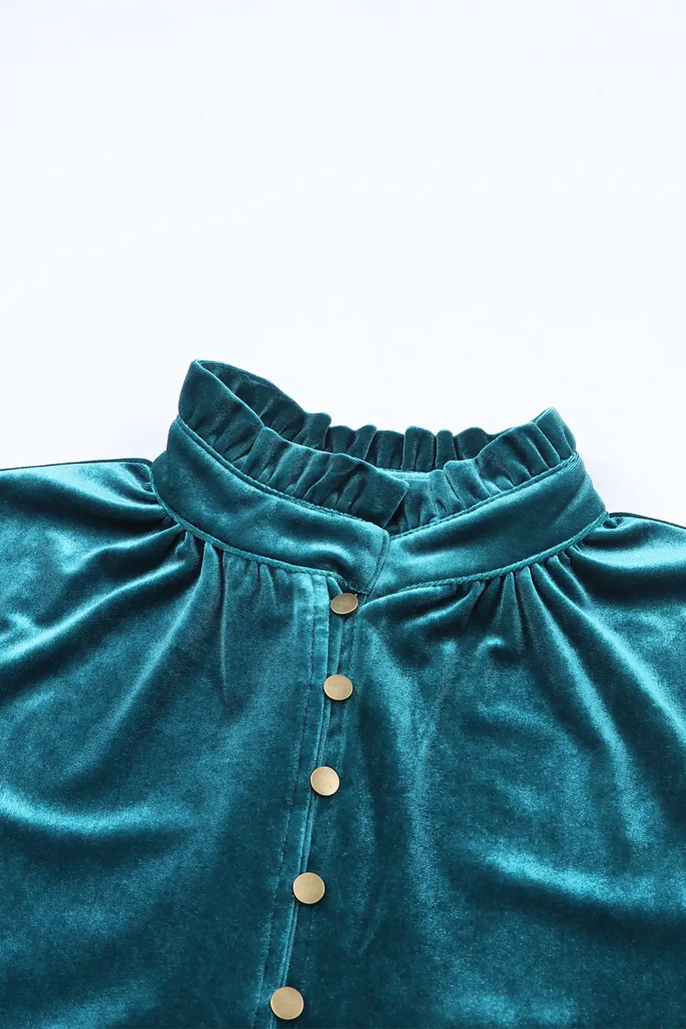 Velvet Frilled Button Front Top