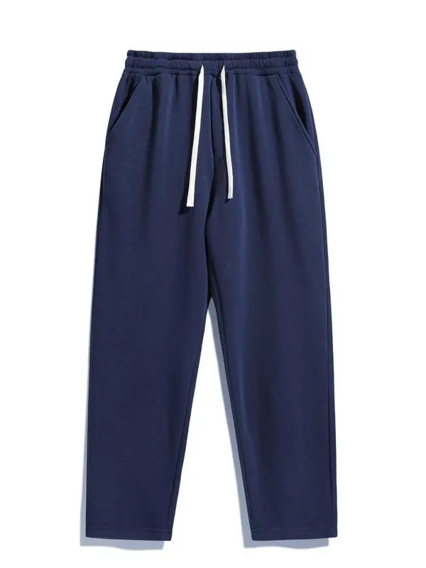 Men's Regular Fit Solid Drawstring Waist Sweatpants, Casual Pocket Design Pants for Fall & Winter, Men's Trousers for Daily Wear, Athleisure Pants