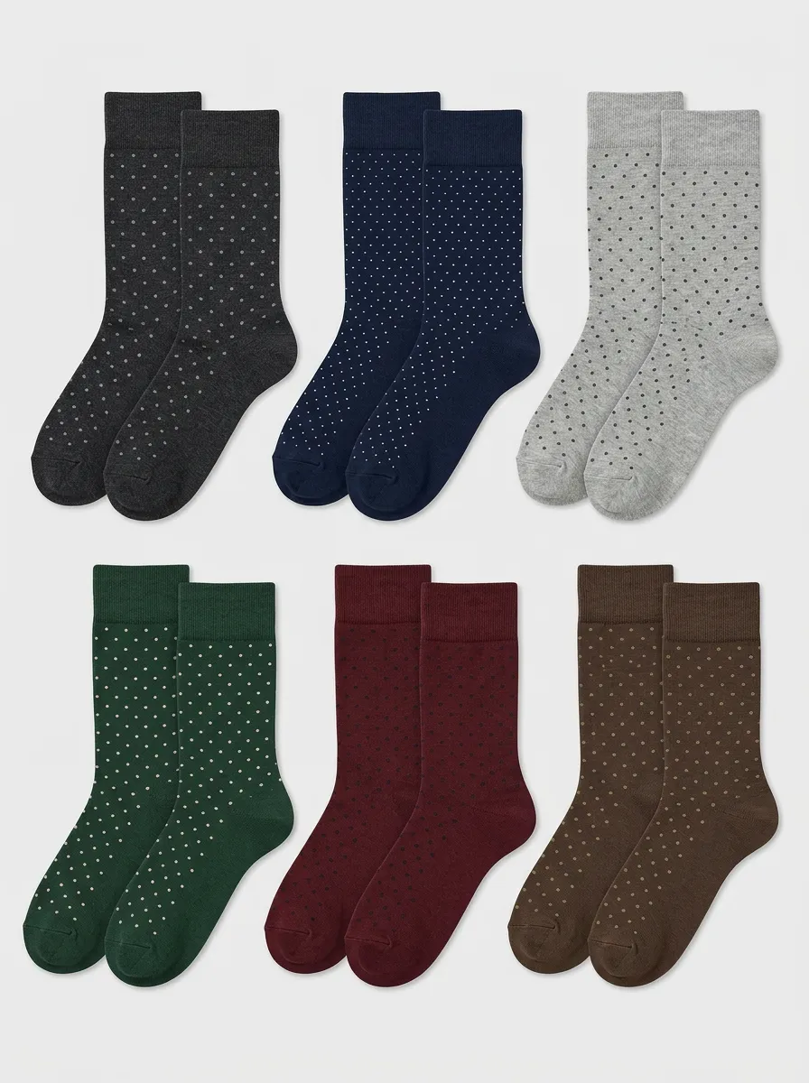 Men's Six-Pair Polka Dot Crew Sock Set