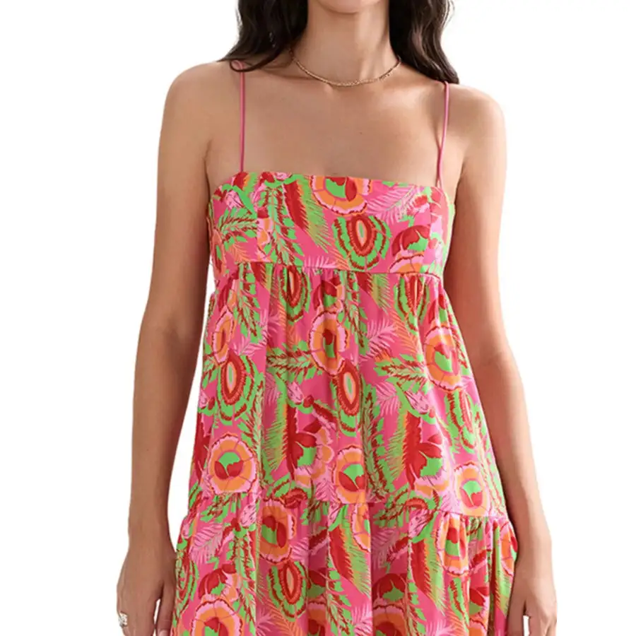 Relaxed Printed Square Neck Cami Maxi Dress