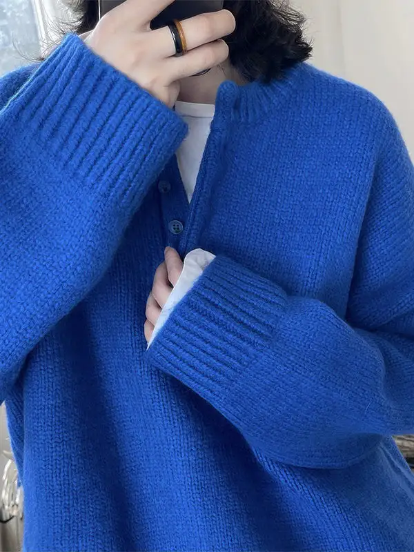 Paneled Round Neck Long Sleeve Relaxed Fit Roomy Fit Sweater