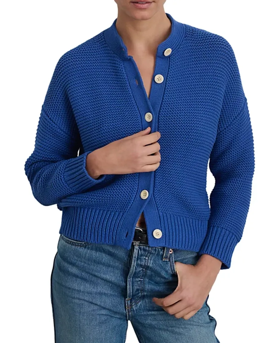 Casual Style Crewneck Cotton Cardigan