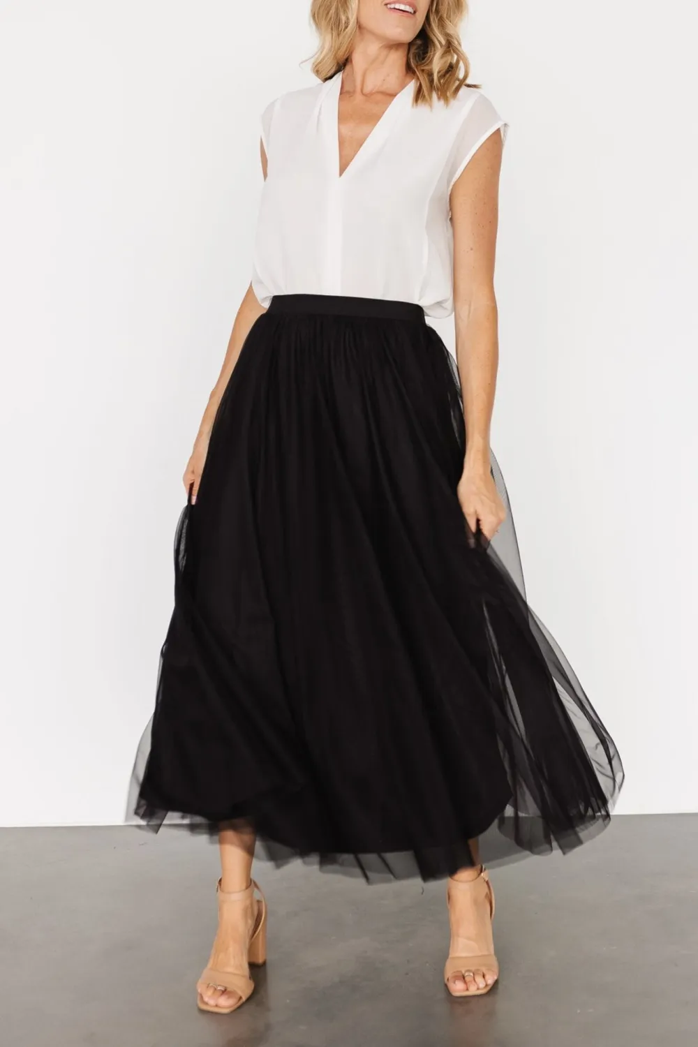 Minimalist High-Waisted Temperament Tulle Skirt
