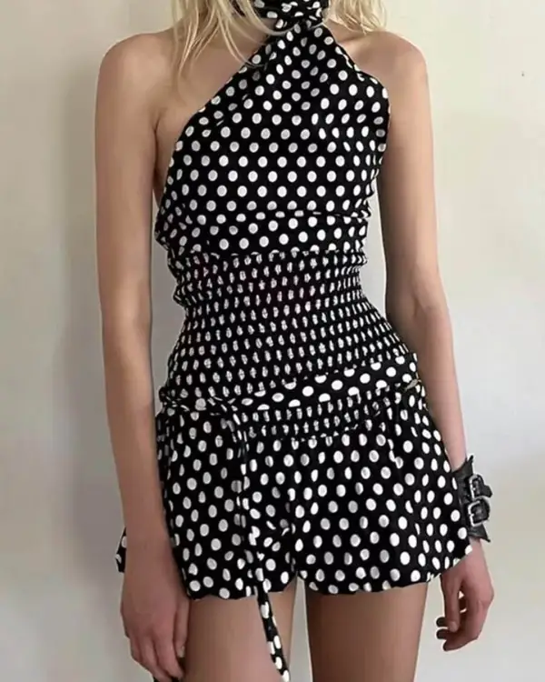 Lightweight Polka Dot Mini Skirt
