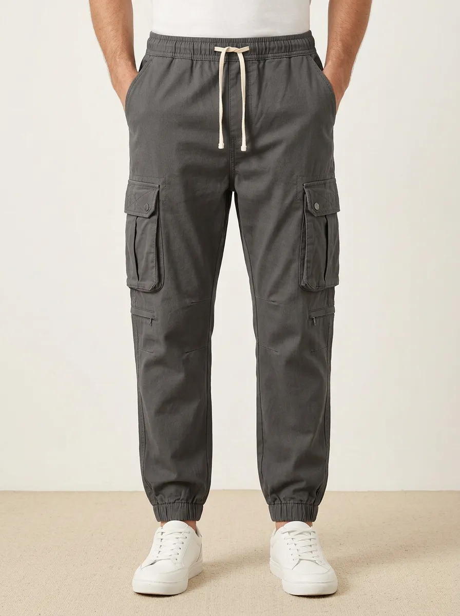 Multi-Pocket Drawstring Men's Cargo Pants