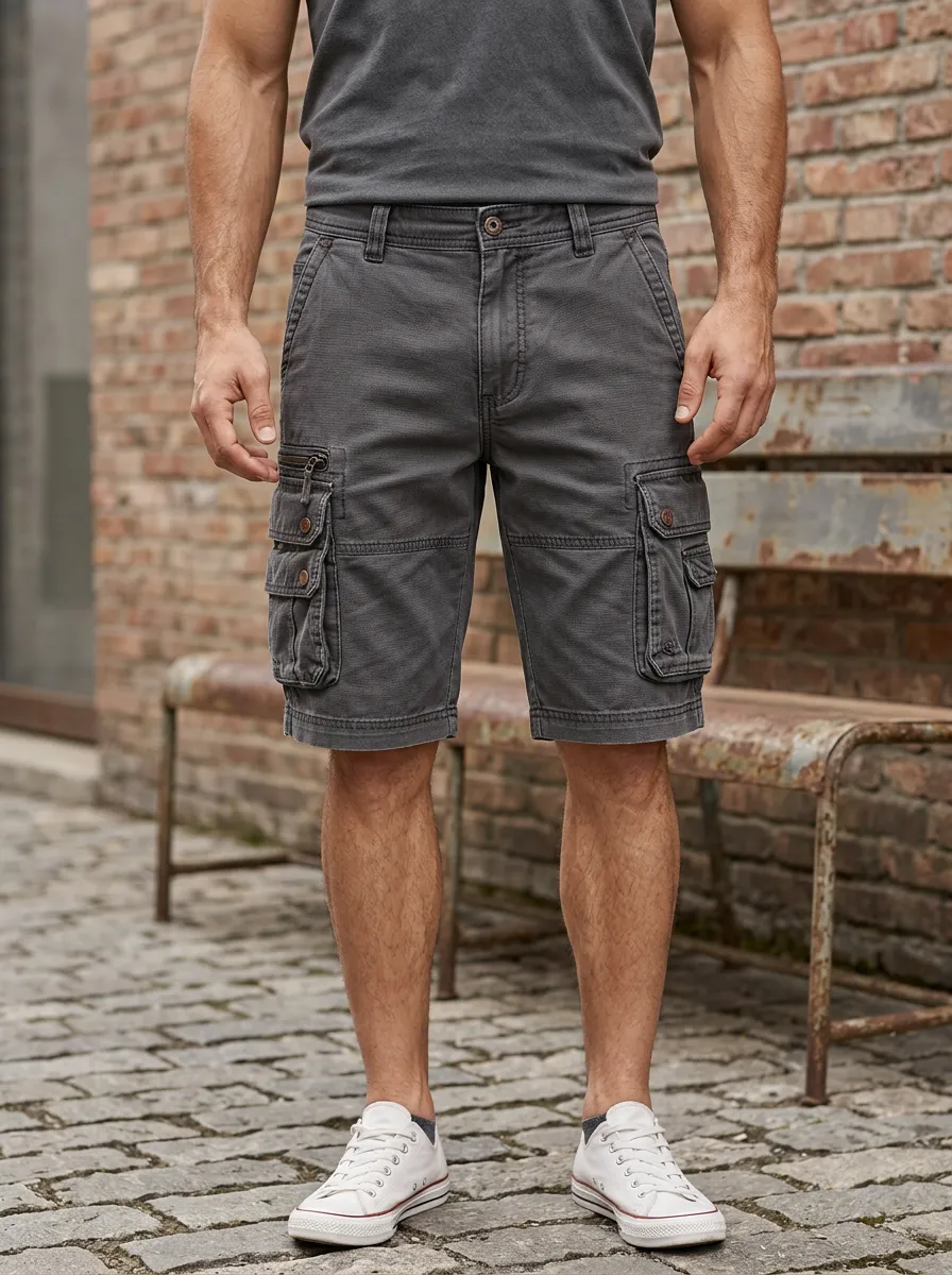 Men's Zip Fly Multi-Pocket Cargo Shorts