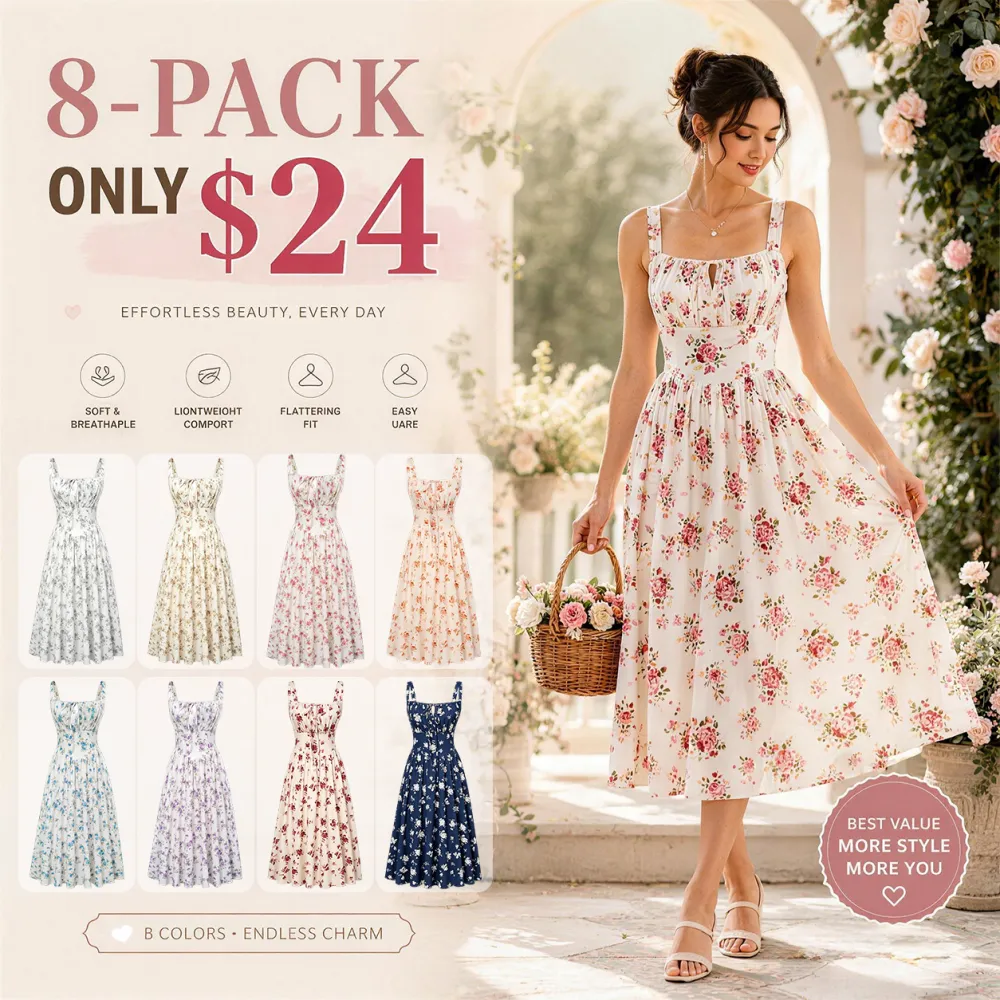 Women's Floral Corset Midi Sundress💞