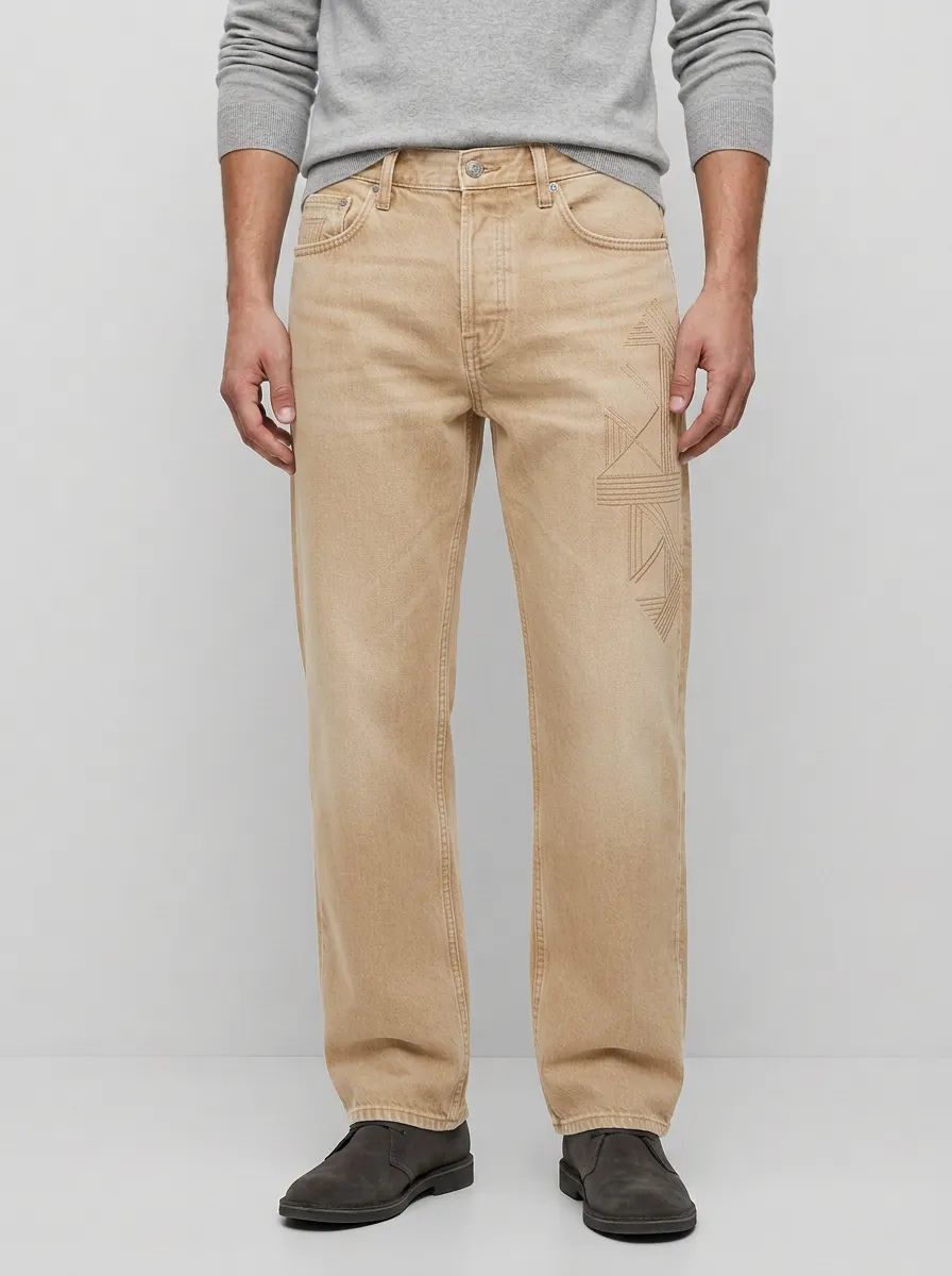 Geometric Washed Jeans