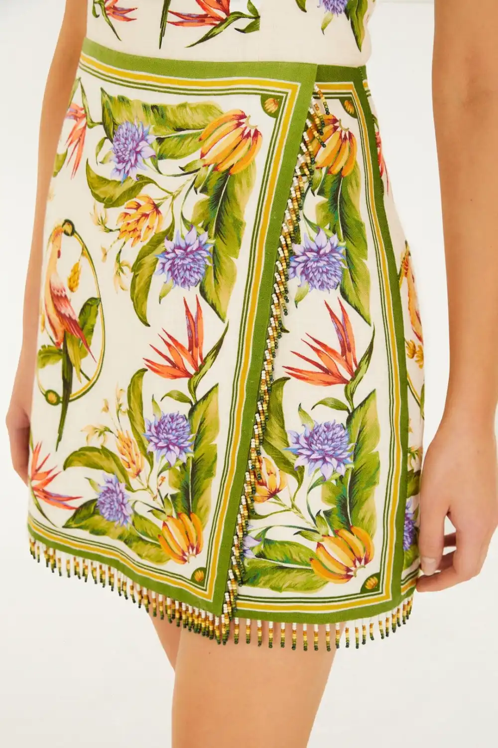 Sand Tropical Scarf Euroflax™ Premium Linen Sleeveless Mini Dress