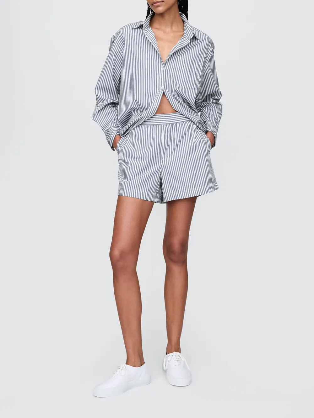 Fine Striped Pure Cotton Shorts