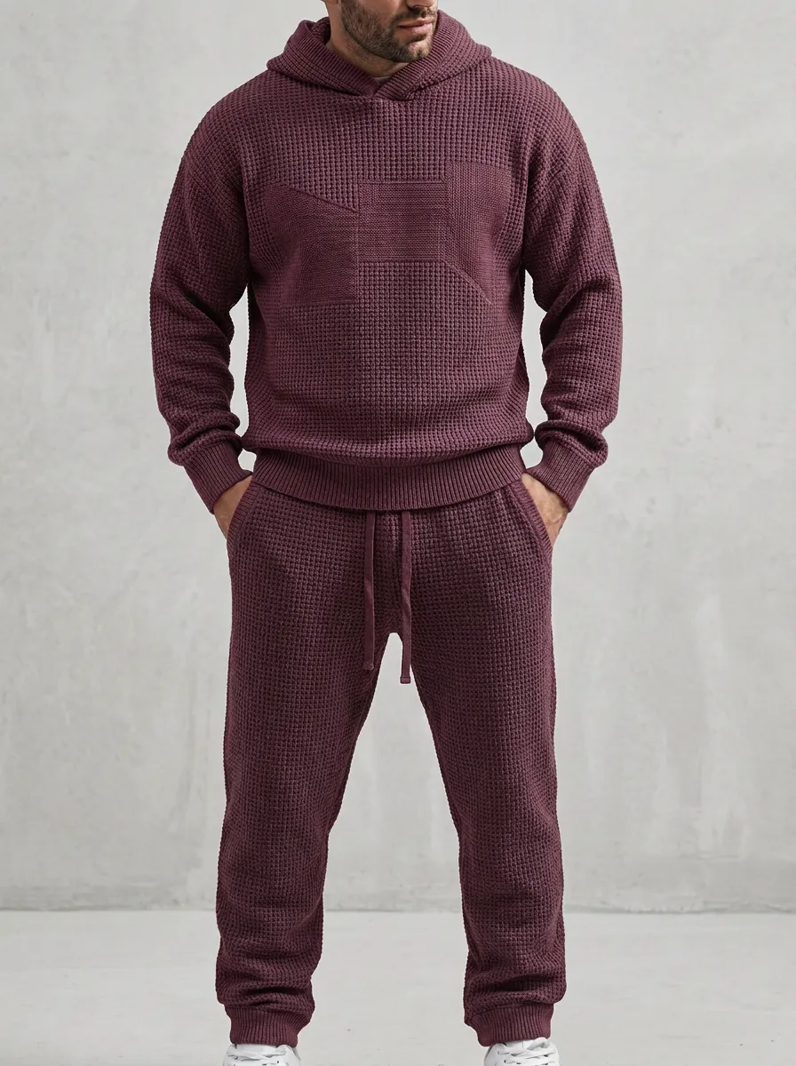 Refined Everyday-Look Men's Knit Sweater Tracksuit Set