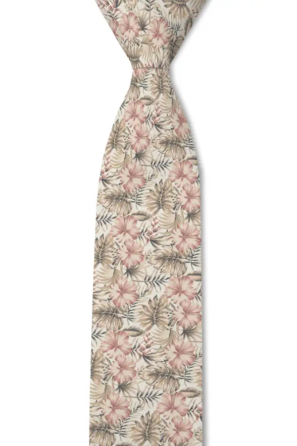 Elevated Hibiscus Floral Pattern Necktie