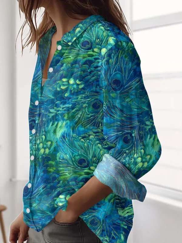 Artistic Peacock Pattern Shirt