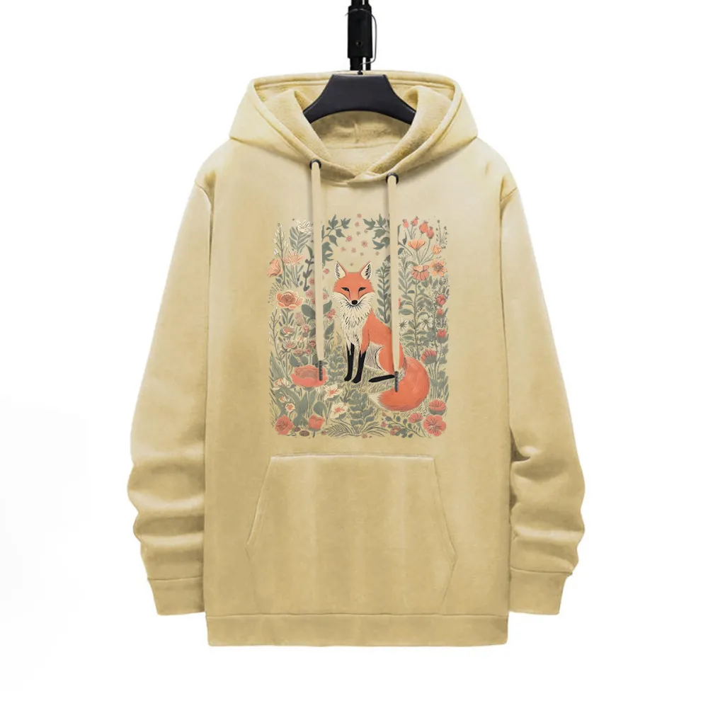 Fox Pattern Printed Hoodie
