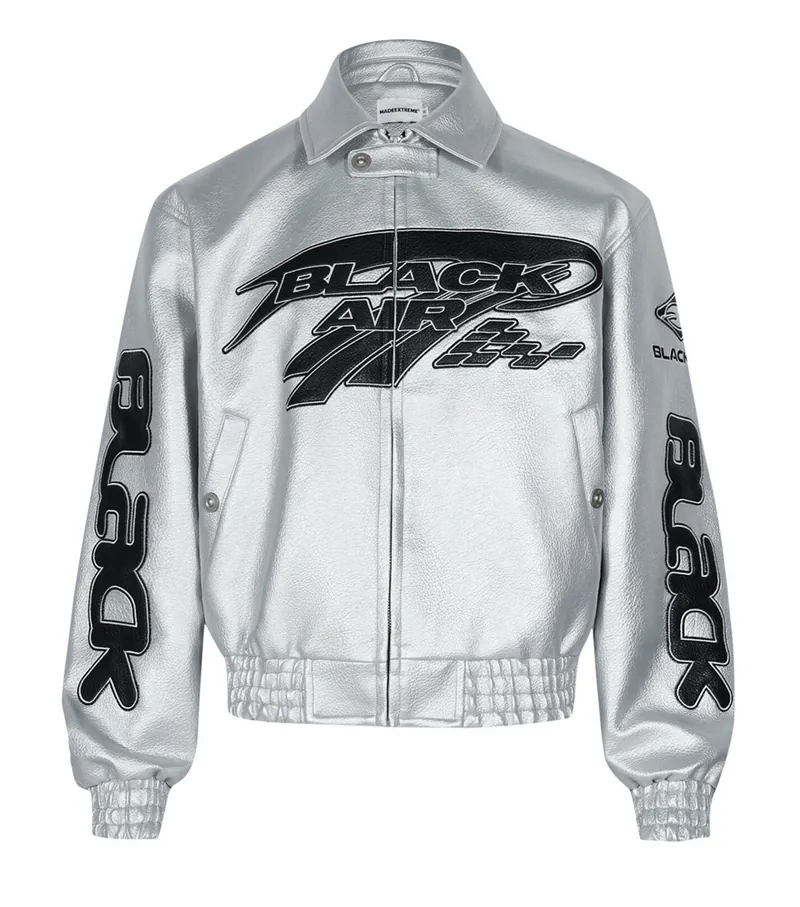 BLACK AIR Racer Cropped Leather Jacket