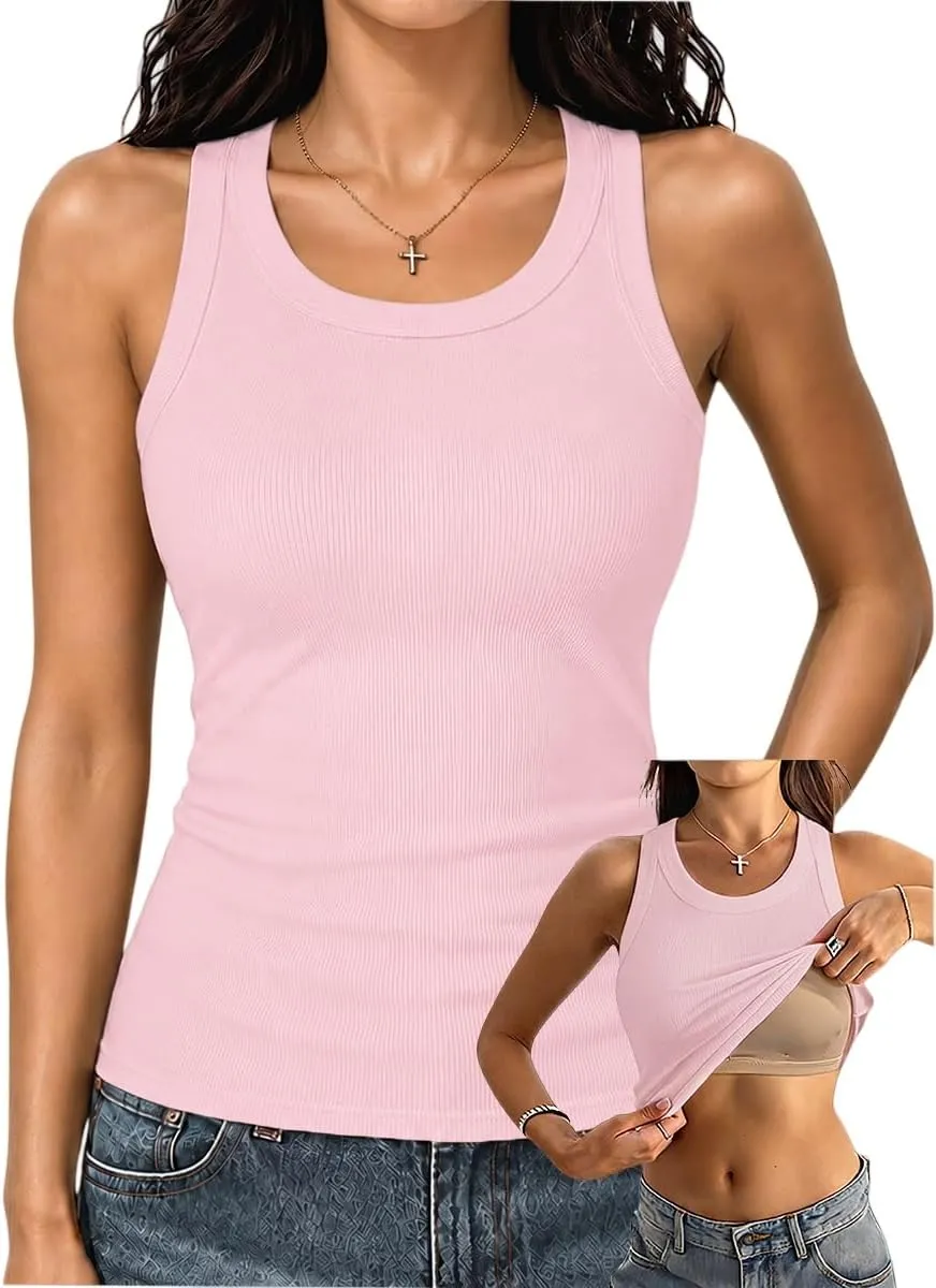 Women's Racerback Built-In Bra Tank Top