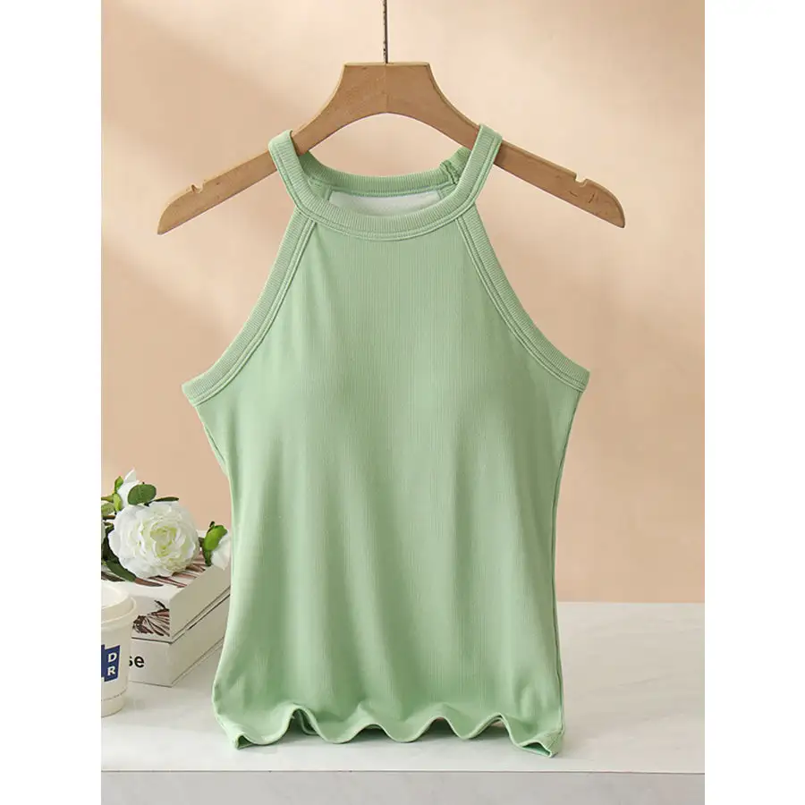 Grecian Neck Tank With Chest Pads