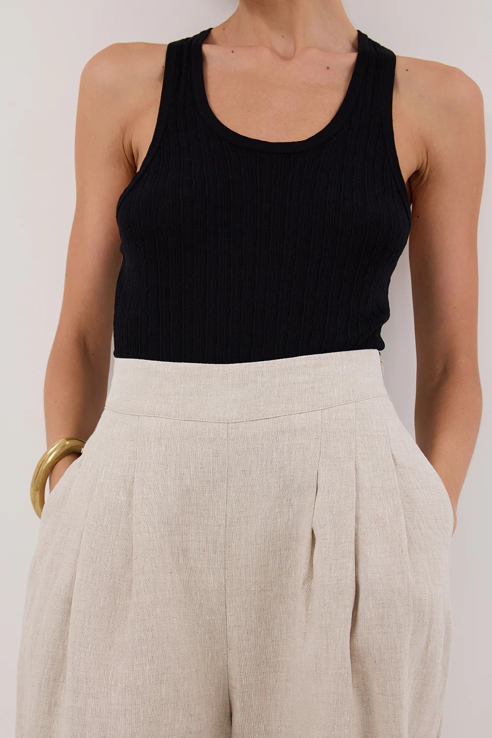 NATURAL WIDE LINEN PANT